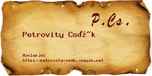 Petrovity Csák névjegykártya